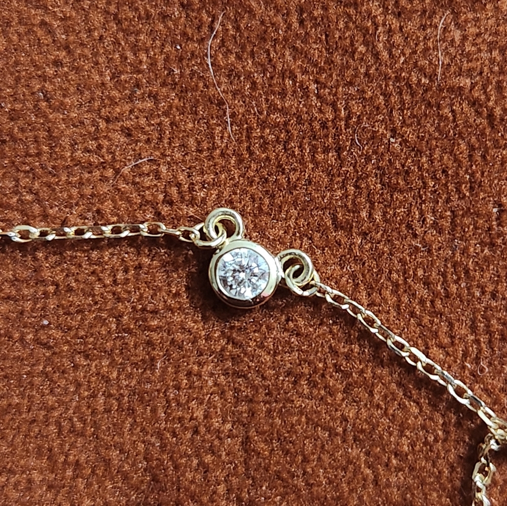 Aurate Mini Diamond Bezel Yellow Gold Necklace
